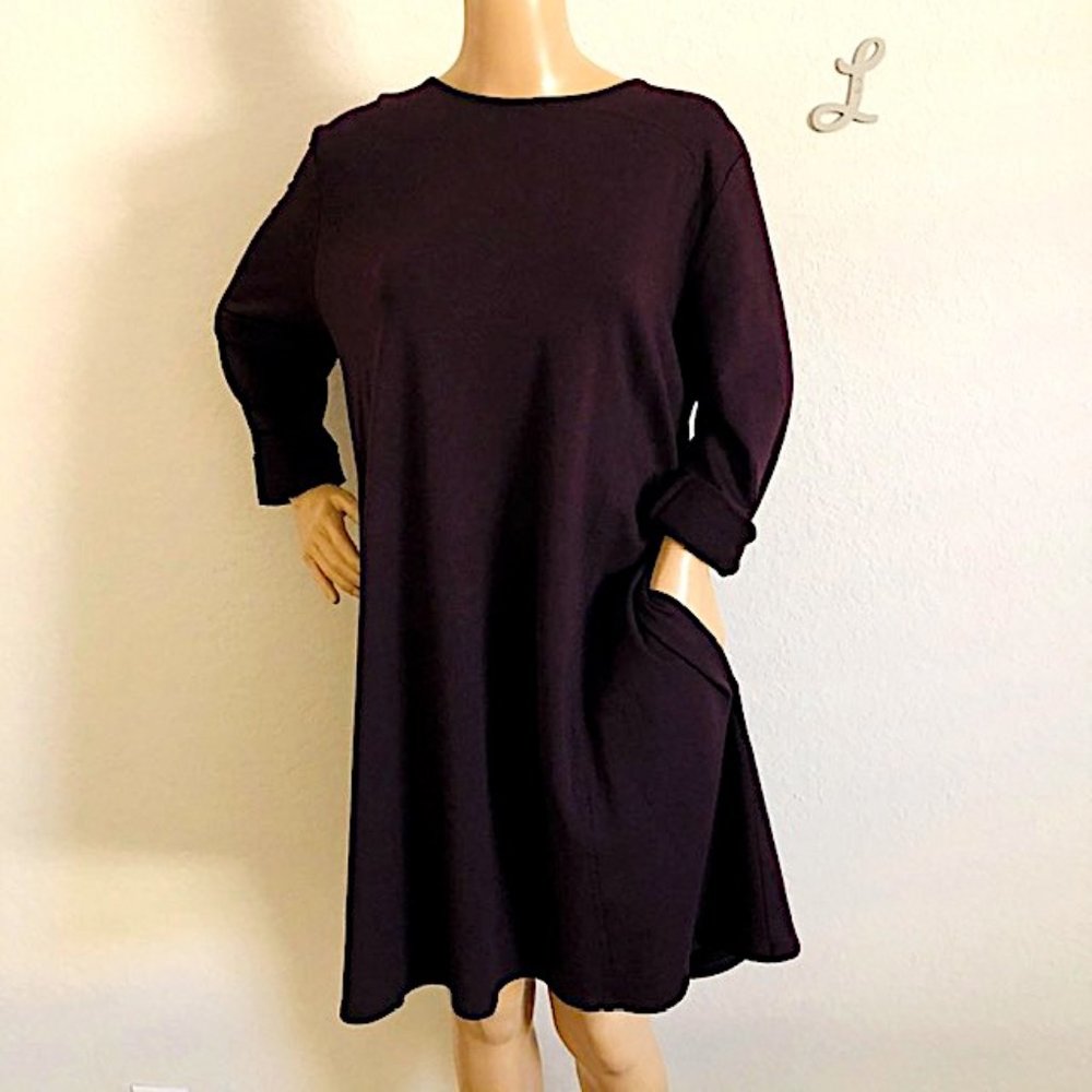 Dark Maroon Relaxed Fit Shift Dress